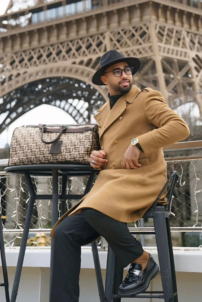 Men's Brown Double Breasted Wool Overcoat Stylish Long Coat Vintage Trench Coat For Men Dinner Party Jacket Evening Wear Coat