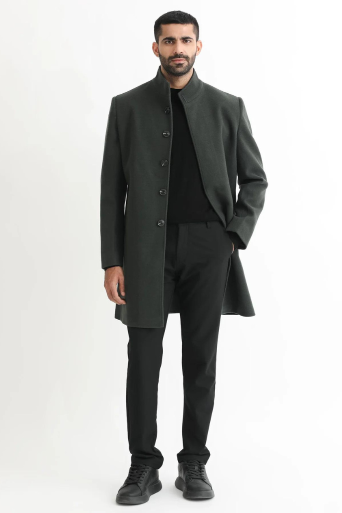 Man Winter Over Long Coat Green Trench Coat Casual Business Coat Woolen jacket long Tweed Stylish Winter Outwear Jacket Customized Coat New Year Gift For Him