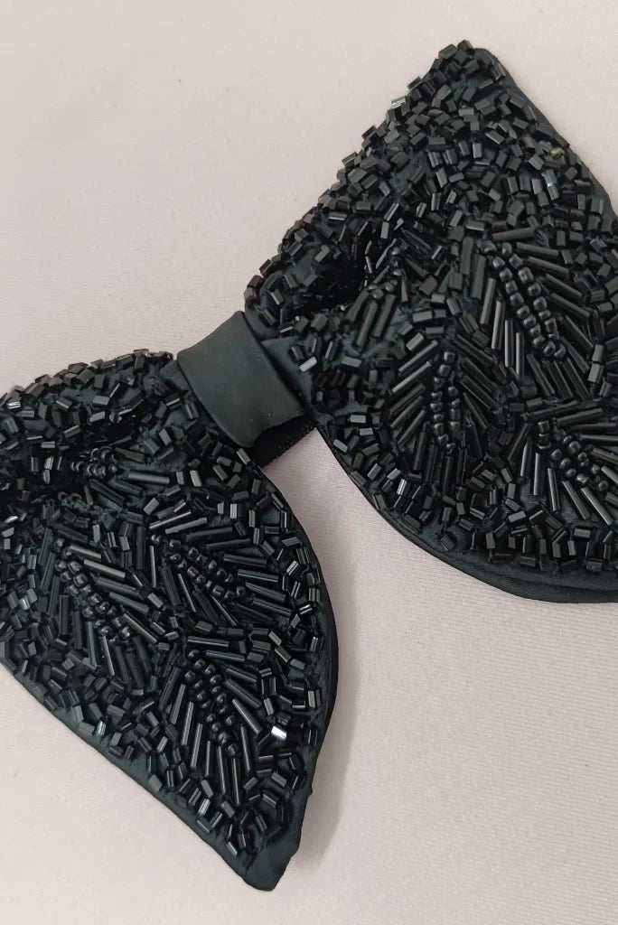 Men's Premium Black Bow Tie, Designer Bow Tie for Wedding and Events