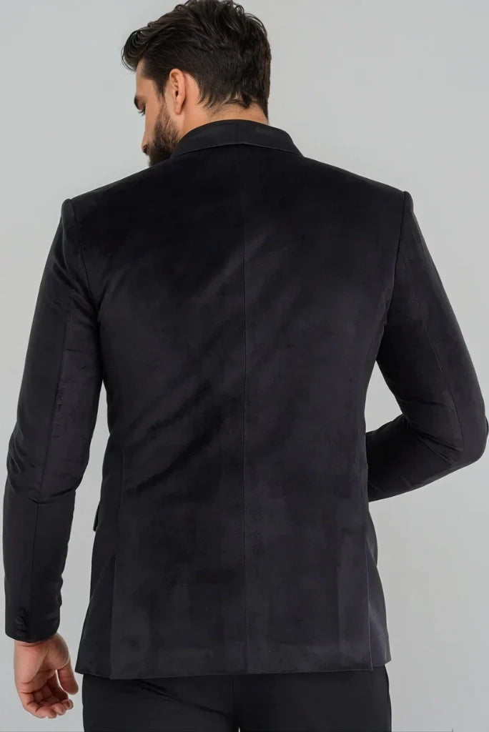 Men Designer Two Piece Black Suede Velvet Suit Men Suit For Engagement Wedding Groom Wear Suit Anniversary Prom And Grooms Men Suit