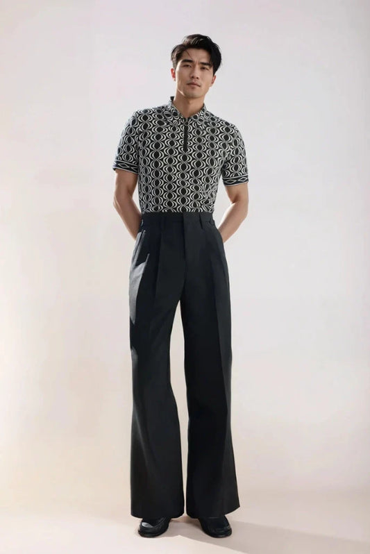 Men Designer Black High Waisted Flare Trousers & Custom Bellbottom Pants Business Formal Bespoke Flares Party Wear Pant