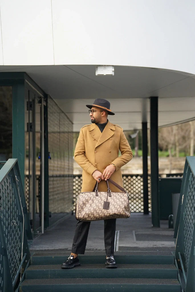 Men's Brown Double Breasted Wool Overcoat Stylish Long Coat Vintage Trench Coat For Men Dinner Party Jacket Evening Wear Coat