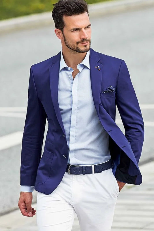 Men Navy Blue Casual Two Piece Suit Classic Suit Office Meeting Wear Premium Coat Pant Bespoke Mens
