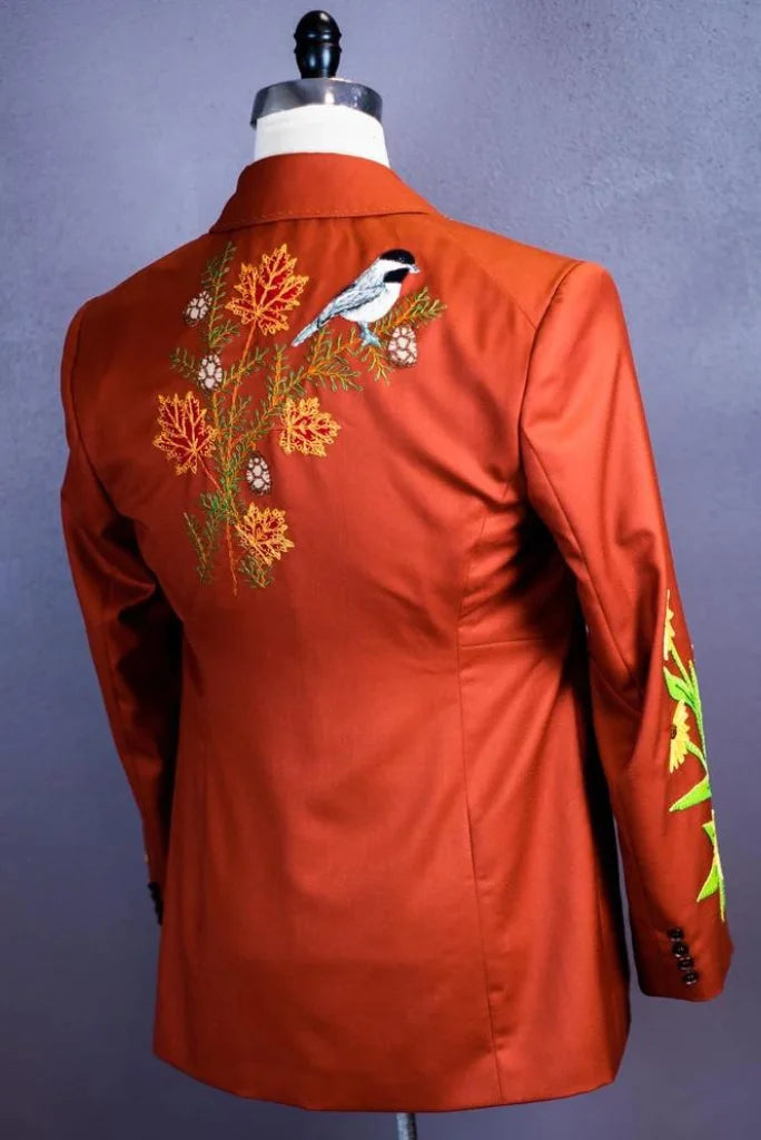 Men Rust Two Piece Suit Embroidered  Designer Suits Wedding Classic Bespoke Wear