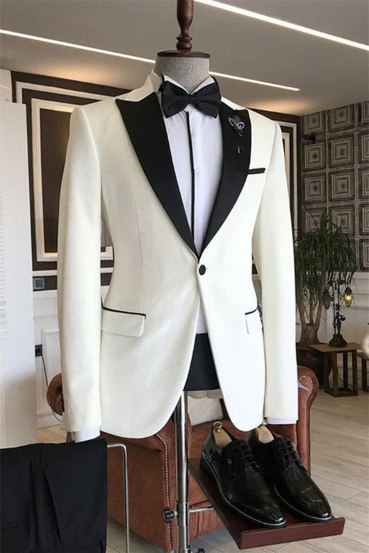 The Perfect Look Off-White Tuxedo Blazer for Men