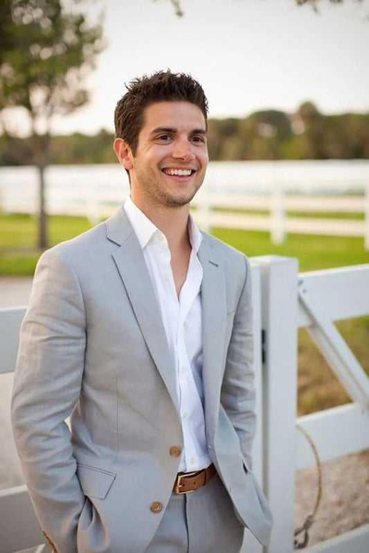 Men Premium light Grey Wedding Suit Two Piece Suit Formal Party Wear Suit Elegant Tailoring