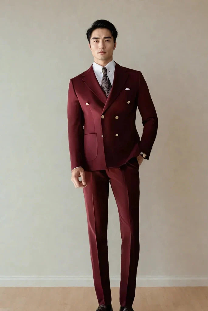 Men Two Piece Elegant Double Breasted Suit Perfect For Parties Events Dinner Date Wear