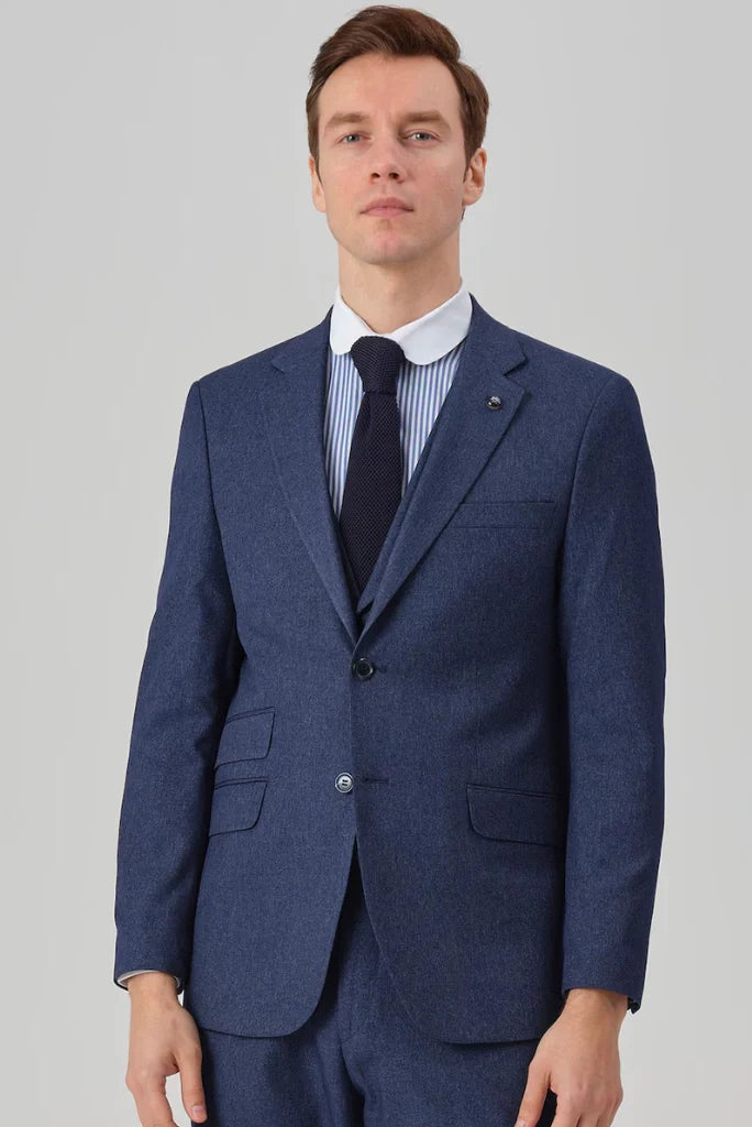 Men Tweed Navy Blue Decent  Looking Winter Outwear Coat Dinner & Wedding Event Special Blazer Promo Winter Wear For Men