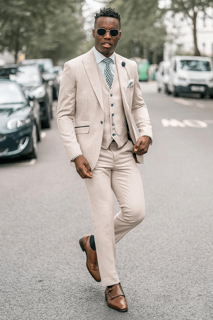Men Beige Three Piece Suit Beach Wedding Suit Formal Party Wear Suit Dinner Suit Slim Fit Suit - Gift For Him