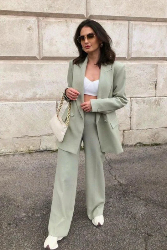 Women’s Sage Green Classic Two Piece Suit For Office Wear Party Wear Decent Look Every Season