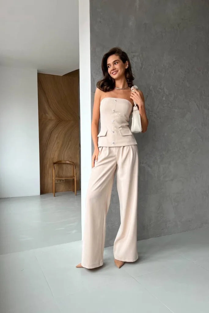 Women Beige Double Breasted 3 Piece Suit, Designer Double Breasted Suit for Event and party
