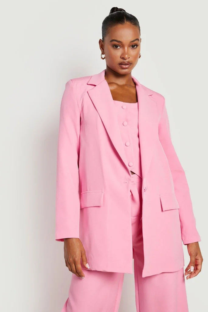 Women Light Pink 3 Piece Suit, Elegant Light Pink Single Breasted Suit for Special occasion