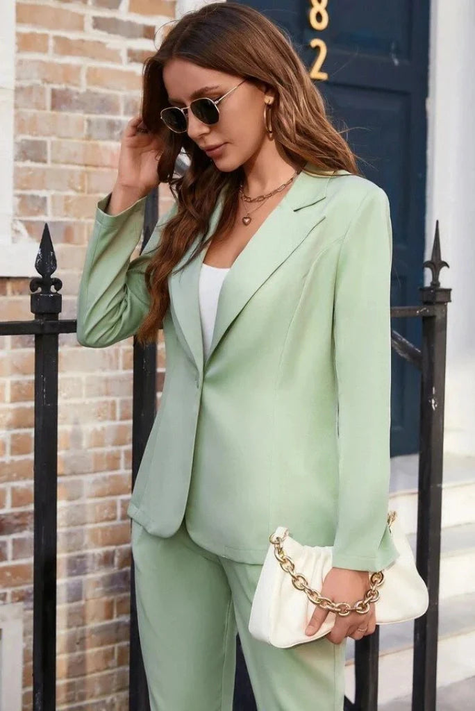 Women's Stylish Sage Green Suit Perfect For Formal Events Business Meetings Professional Parties & Dinner Date