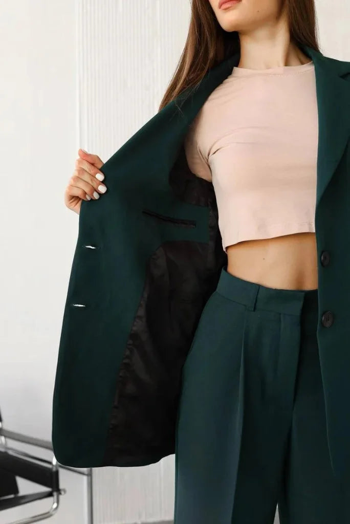 Women Teal Blue 2 Piece Suit, Classic and Stylish Outfit For Her