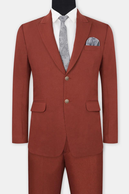 Man Wedding Suit Two Piece Rust Dinner Suit Formal Event Suit Party Wear Suit Groomsmen Gift