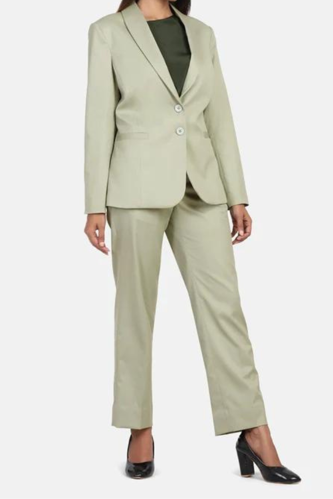 Women Pant Suit Sage Green Formal Pant Suit, Cotton Blend Pant Suit, Business Pant Suit, Gift for her
