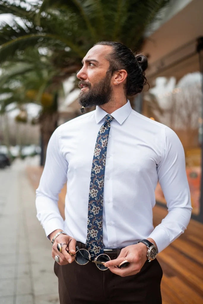 The Classic White Shirt & Dark Brown Trouser a Decent Looking For Office Wear Formal Party Wear