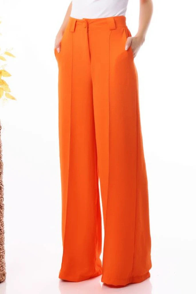 Women Orange Trouser For Office Promos Wedding Party And Every Event Wear